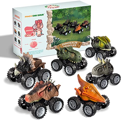 Dinosaur Inertia Car Toys, 6 Pack Dinosaur Toys For Kids 3-5 With Play Mat, Monster Trucks Dino Toys With T-Rex For 3 Year Old Boys And Toddlers, Dinosaur Vehicles Toy Gifts For Age 3 4 5 6 7 8 And Up #TOP2