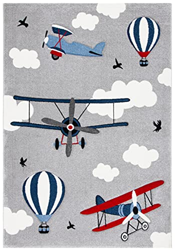 Safavieh Carousel Kids Collection Area Rug - 8' X 10', Light Grey & Red, Non-Shedding & Easy Care, Ideal For High Traffic Areas For Boys & Girls In Playroom, Nursery, Bedroom (Crk137F) #TOP1