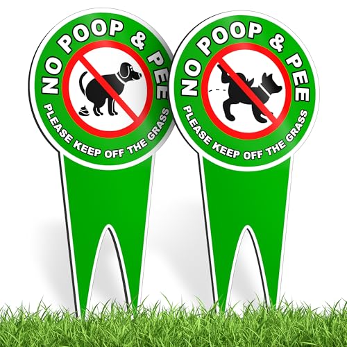 No Dog Poop Sign 12x6 Dibond No Peeing Curb Your Pets 2 Pack