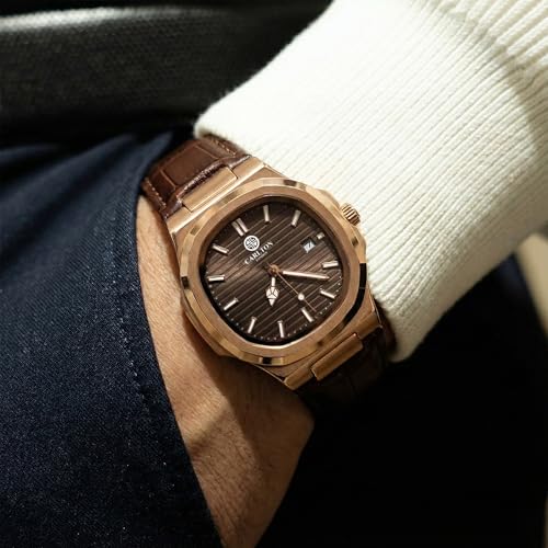 Image of Carlton London Jordan Men Analog Watch, Round Dial, Leather Strap, Quartz Movement, 43 mm Case, Date Display, Classic Casual Style, 30M Water Resistant