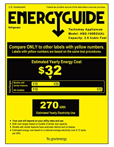 Techomey HSG-100B2U(A)-FBAA 3.5 Cu.Ft Rv Propane Refrigerator With Freezer, 3 Way Rv Fridge thumb #7