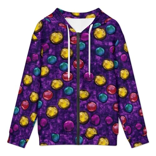Bingo Dots Purple Men's Hoodies with Zipper Lightweight Long Sleeve Casual Sweatshirts3