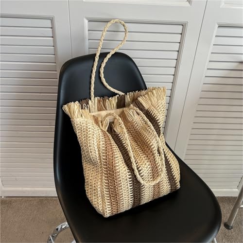 Women's Fashion Retro Straw Beach Casual Shopping Bag Seaside Underarm Large Capacity Shoulder Bag2