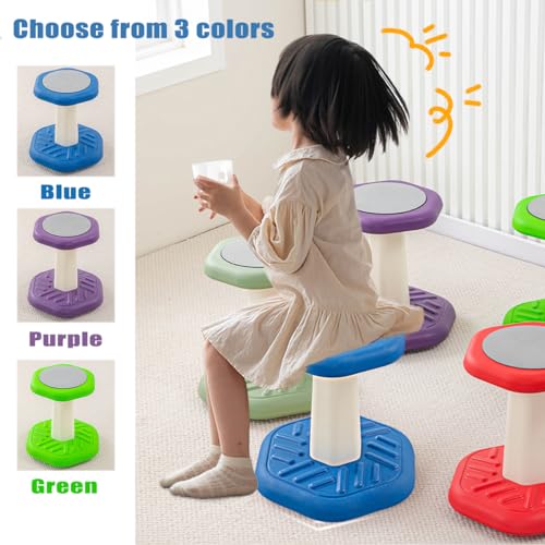 Image of Fanboxk Active Chairs Kids Preschool Wobble Stool - Alternative Flexible Seating Balance Wiggle Stool for Classroom,Preschool,Kindergarten&Elementary School,Active Sensory Chairs,Ages3-8,Blue(14in)