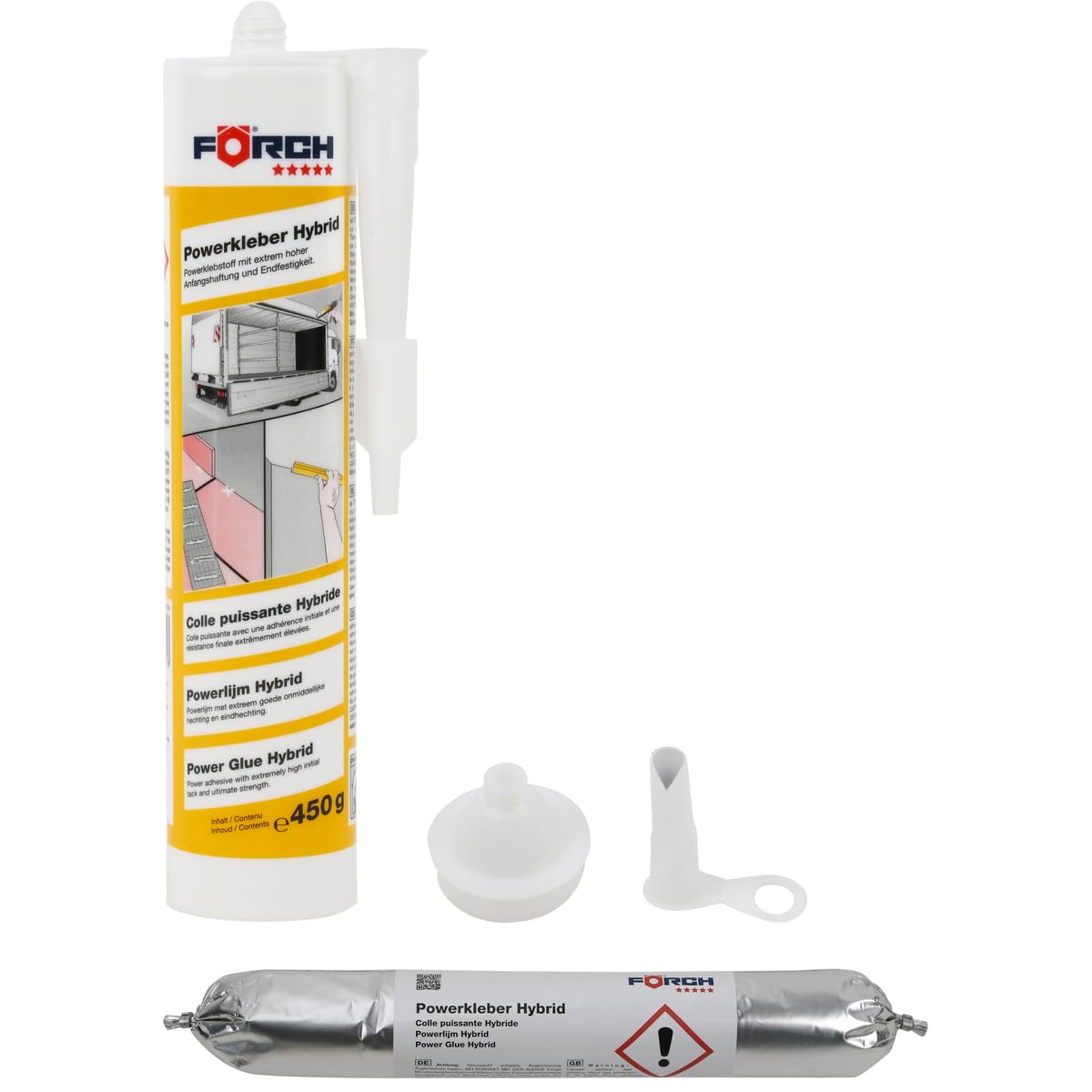 3x Powerkleber Hybrid FÖRCH 5 * 1K-Powerklebstoff mit extrem hoher Anfangshaftung und Endfestigkeit für Holz Metall Kunstoff Naturstein Beton
