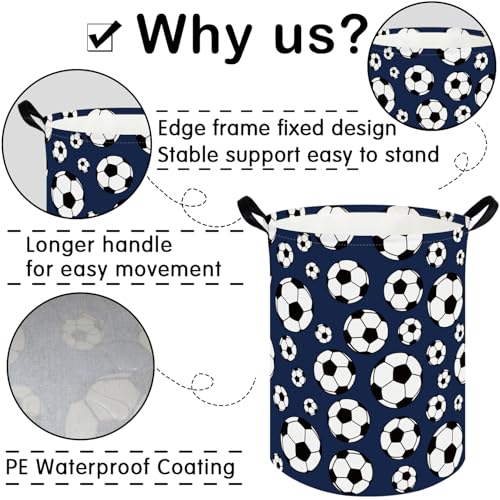 Image of FXOLCSHE Laundry Hamper,Football Soccer Basket Kids Storage Basket,Kids Gift Basket,Waterproof foldable laundry basket,Boys soccer hamper(Soccer)