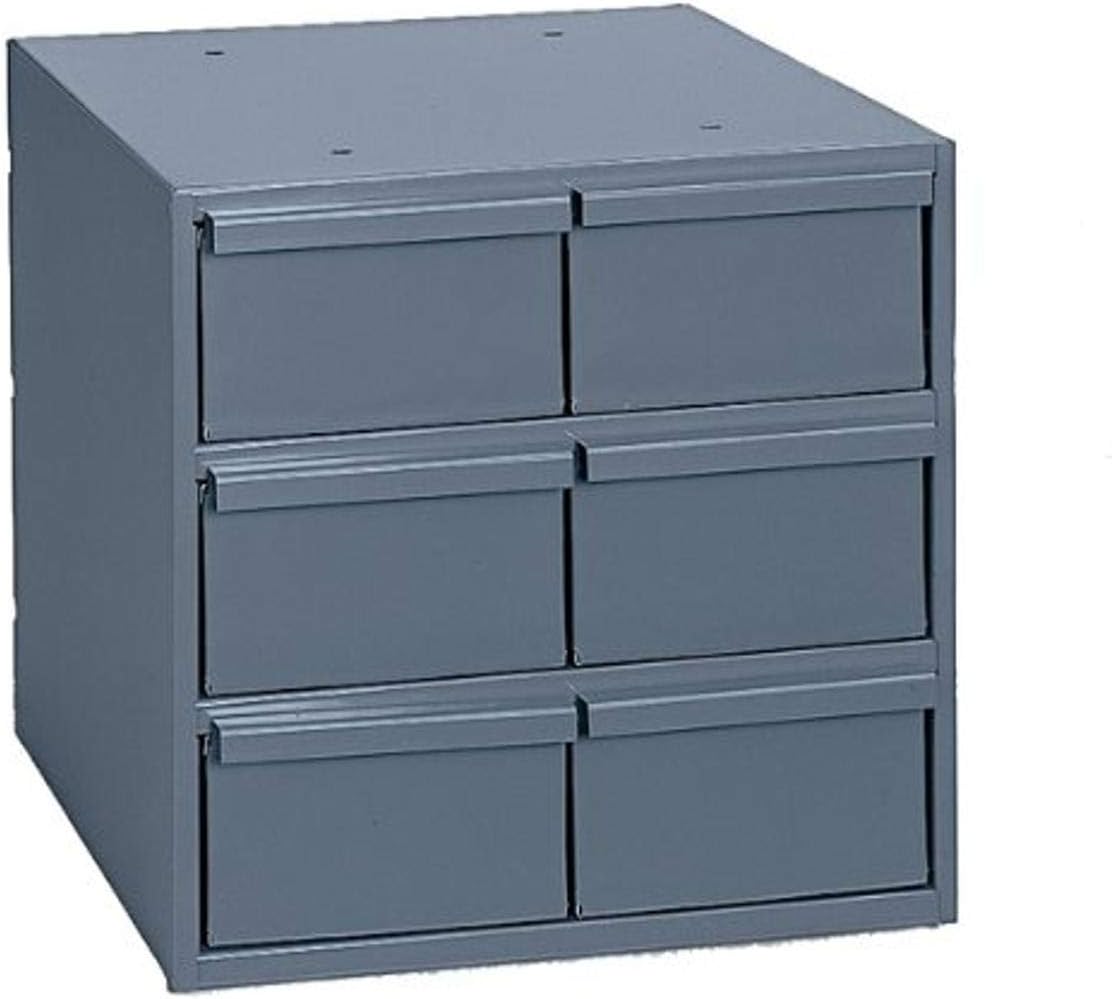 Durham 001-95 Gray Cold Rolled Steel Vertical Storage Cabinet, 11-3/4" Width x 10-7/8" Height x 11-5/8" Depth, 6 Drawer