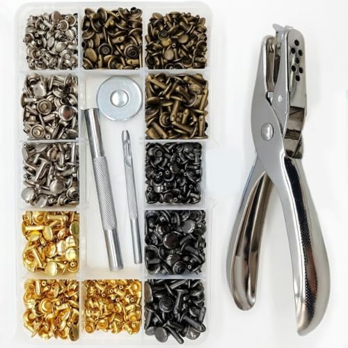 180 Rivet Cuir Double Capuchon 4 Couleurs 3 Tailles Rivets Couture avec