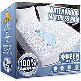Waterproof Mattress Pad Queen Size, Soft and Breathable Quilted Mattress Protector, 6''-18'' Deep...