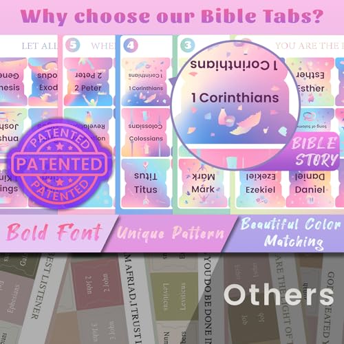 Image of Bible Tabs & Butterfly Bookmark, Rainbow, Laminated, Large Print, Christian Gifts, Bible Study Supplies