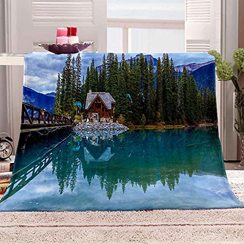Couverture Polaire en Flanelle Imprimé Lac Vert 150x200cm