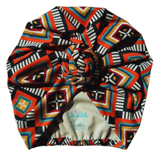 AQUA Waterproof Headwear®?, Waterproof, Pre-Tied, Sun Bun Turban Protects Your Hair in The Shower, Pool Or in Inclement Weather. Made of Stretchy, Soft, Breathable, 100% Waterproof Fabric. Orange