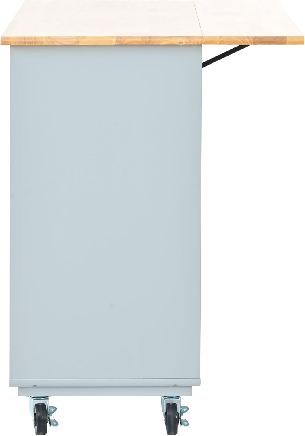 Kitchen Island Cart, Kitchen Cart On Wheels with Drop Leaf, 2 Sliding Glass Doors, 2 Cabinet, 1 Open Shelf Rolling Mobile Cart with LED Light and Power Outlets for Dining Room Grey+Blue