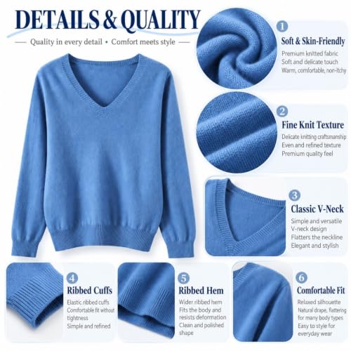 Women's Lightweight V Neck Sweater Loose Fit Long Sleeve Pullover 2026 - image 5