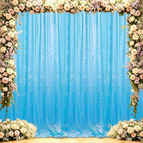 Sugargirl Mermaid Blue Sequin Backdrop Curtain 4FTx8FT Glitter Burgundy Background Drapes Sparkle Photography Backdrop for Party Wedding Birthday Wall Decoration(2 Panels)