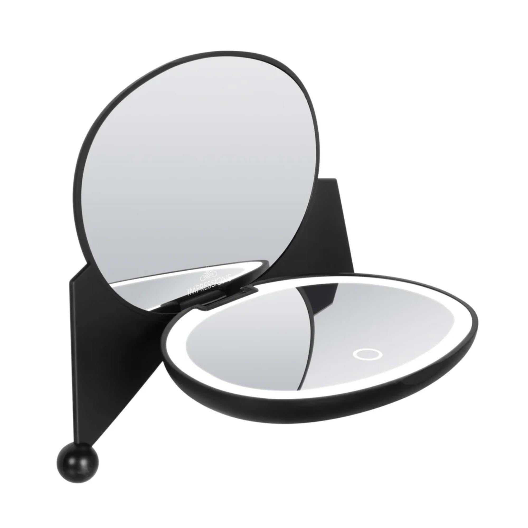 Impressions Vanity Kuromi LED Compact Mirror for Purse, Travel Lighted Makeup Mirror with 3X Magnification, Adjustable Brightness, Soft Touch Sensor Button, and Kuromi Figural Shaped Design