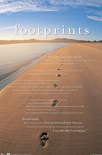 Footprints in the Sand Wall Poster, 19L" x 13W", Premium Unframed Version