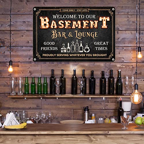 Muchnee Basement Bar Sign, Bar & Lounge Sign, Basement Bar Decor, Rustic Metal Home Bar Sign, Vintage Tasting Room Bar Accessories, Farmhouse Wall Art Plaque For Pub Tavern Kitchen Cabinet Garage #TOP7