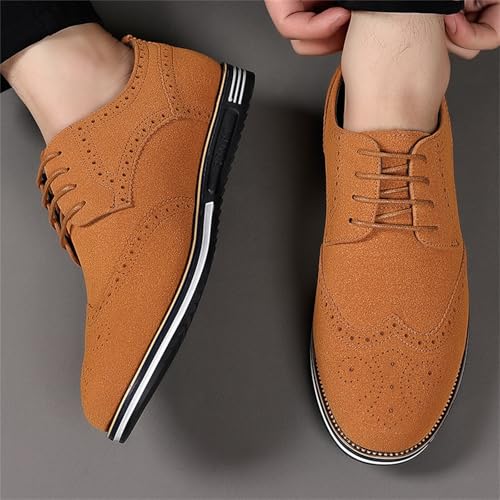 Men's Classic Suede Dress Shoes Fashion Pointed-Toe Lace-up Breathable Oxfords Shoes Business Office Wedding Formal Shoes3