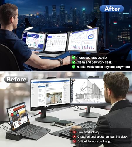 Image of 15.6 inch Triple Portable Laptop Monitor, FHD 1080P IPS Screen Extender Portable Display for 15.6-17.3 inch Laptops, PnP Travel Laptop Screen Extender with USB-C&HDMI, Dual Monitor for Windows, Mac