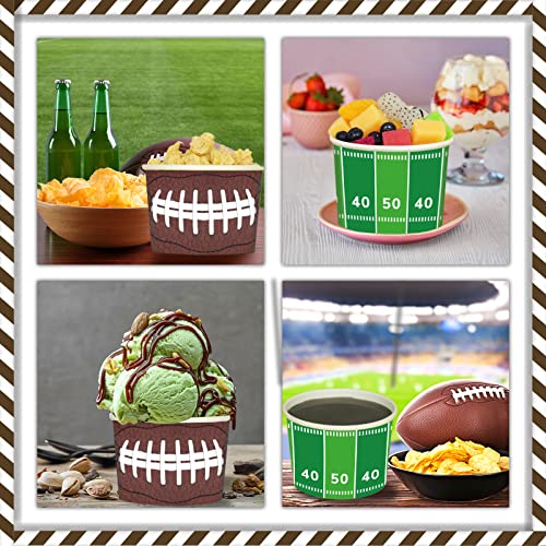 Image of gisgfim Football Party Snack Bowls Supplies for 50 Guests Disposable 9 oz Football Chili Serving Snack Bowls Paper Treat Cups Bucket for Game Day Sports Events Food Birthday Party
