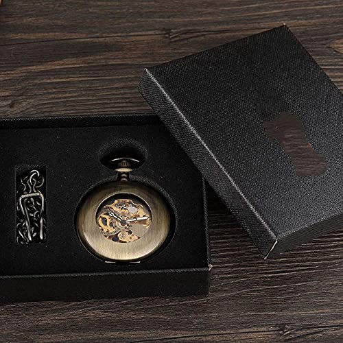 Montre à gousset mécanique squelette au style steampunk et finition bronze poli