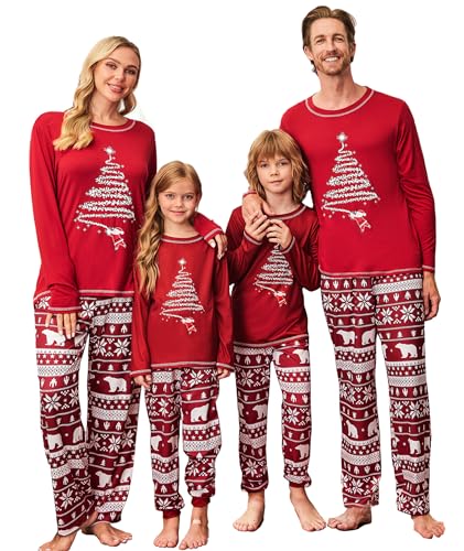 Ekouaer Family Matching Christmas Pajamas Set Holiday Sleepwear Xmas PJS Set for Couples
