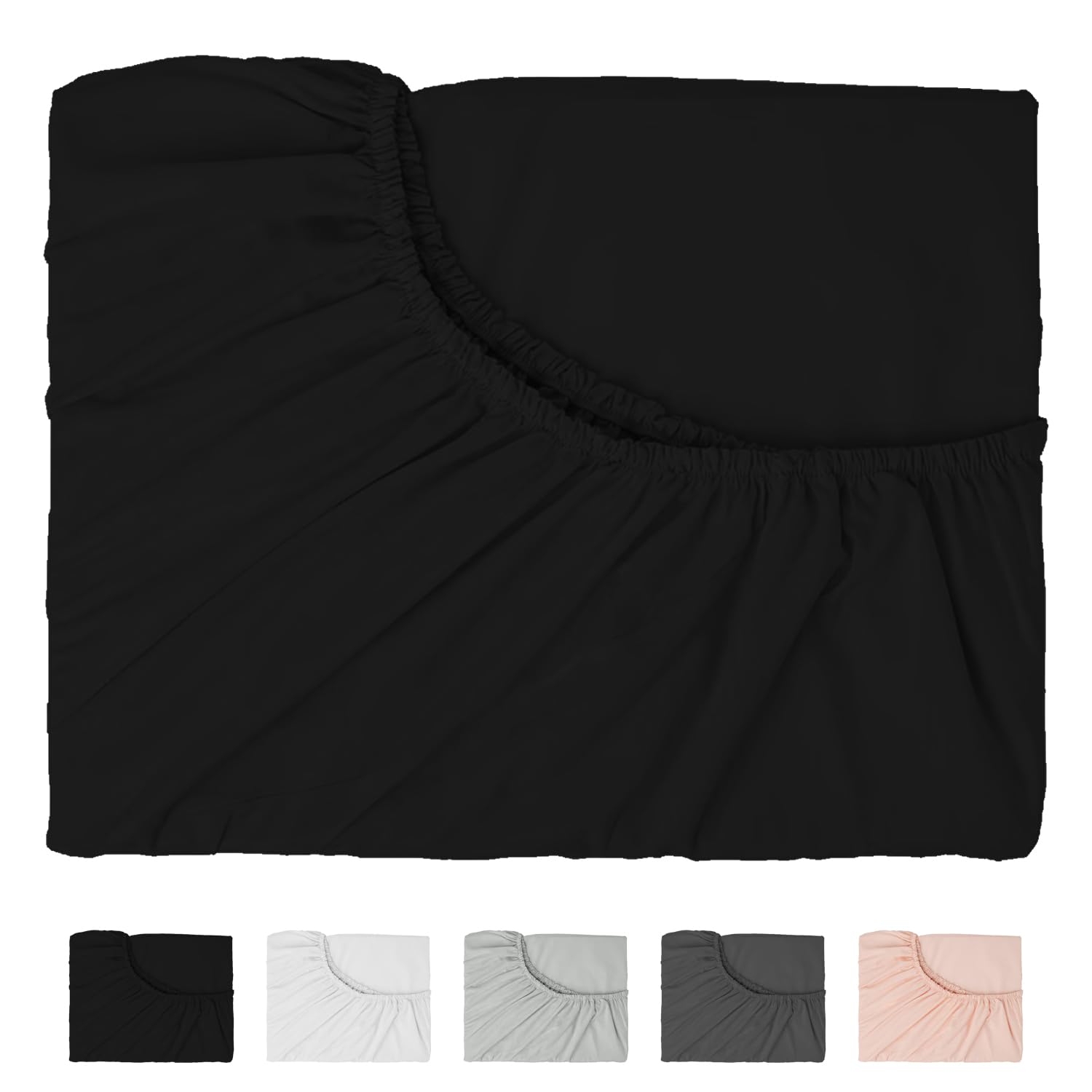 Hotella 100% Microfiber Full Size Fitted Sheet Only, 54"x75" Hotel Quality Deep Pocket Bottom Sheet, Up to 14" Matress Protector, Machine Washable and Non-Fade, Snug Fit & Stay in Place,Black