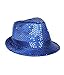 LED Light Up Sequin Fedora Hats for Men & Women - Blue