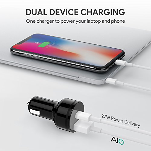 Product Image 4: USB C Car Charger AUKEY 39W Fast Car Charger Dual-Port Car Adapter 27W Power Delivery USB C + 12W USB A Compatible with iPhone 11 Pro Max XS, Note10 S20 S10 S9, Google Pixel 4 XL, iPad Pro and More
