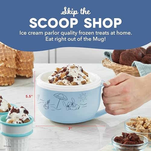 Image of Disney | Dash Stitch My Mug Ice Cream Maker - Electric Countertop Soft Serve Ice Cream Machine, Single Serve Half-Pint Stitch Mug with Ingredient Chute & Recipe Guide
