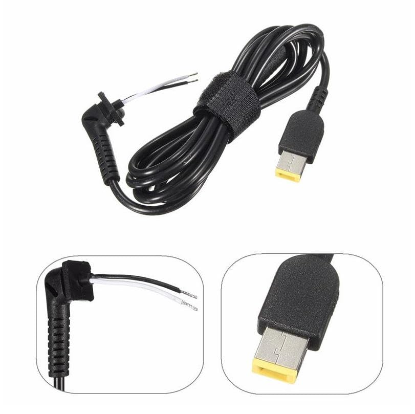 Image of DC Cable Cord to Repair 45|65w|90w |120w|130w|135w Adapter Charger Pin Size USB Slim Square Yellow pin DC Cable (1.5M) Compatible for Lenovo Laptop Charger Adapter