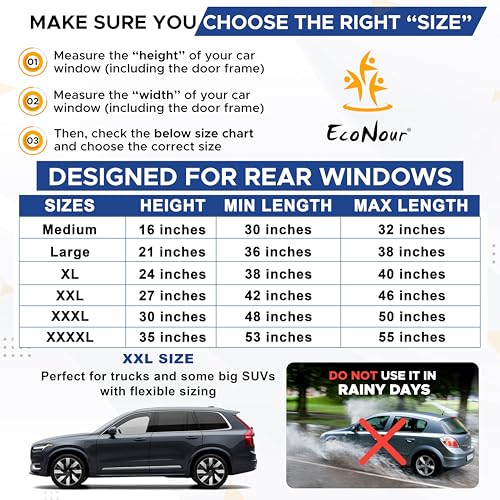 Image of EcoNour Car Rear Window Screens (2 Pack) | Stretchable & Breathable Car Side Window Sun Shades for Sun Protection | Breathable Window Shades for Privacy Blackout | (XXL 42 inchx27 inch)