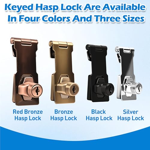 Image of 1 Pcs keyed Hasp Lock,2.5 inch keyed hasp Locks Twist knob keyed Locking hasp for Cabinet Small Door,Hasp Lock with Keys,Metal Safety Hasp Latches (1 Pcs Red Bronze, 2.5 inch)