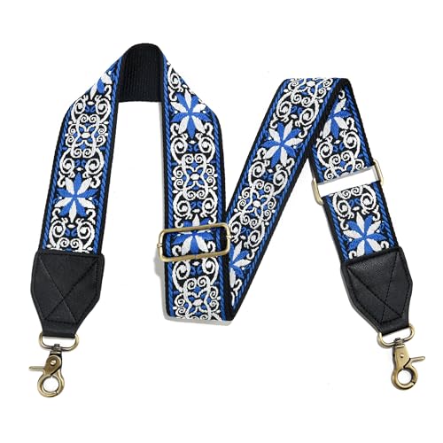 Image of LEMEDE Purse Strap,2 inch Leather End Shoulder Strap Adjustable Replacement,Retro Jacquard Multi-pattern Crossbody Bag Straps
