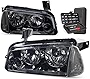 Auto Dynasty OE Style Smoked Housing Clear Corner Headlight+Corner Lamps+Tool Kit Compatible with Dodge Charger 06-10