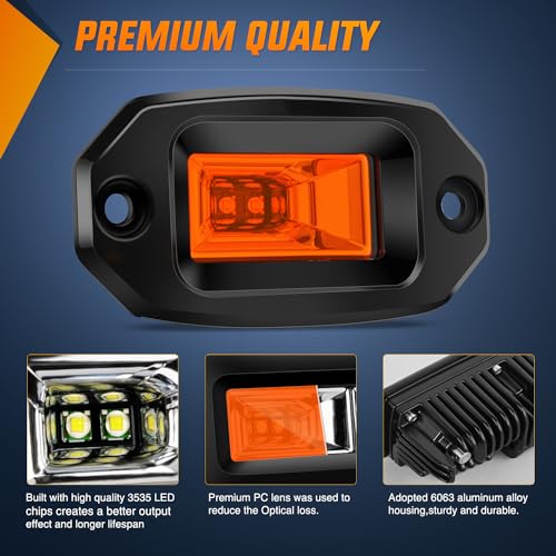 Image of Nilight 2 PCS 20W Flush Mount Amber LED Pods Flood Beam Work Offroad Driving Fog Reverse Backup Lights for Bumper Truck ATV UTV SUV Boat