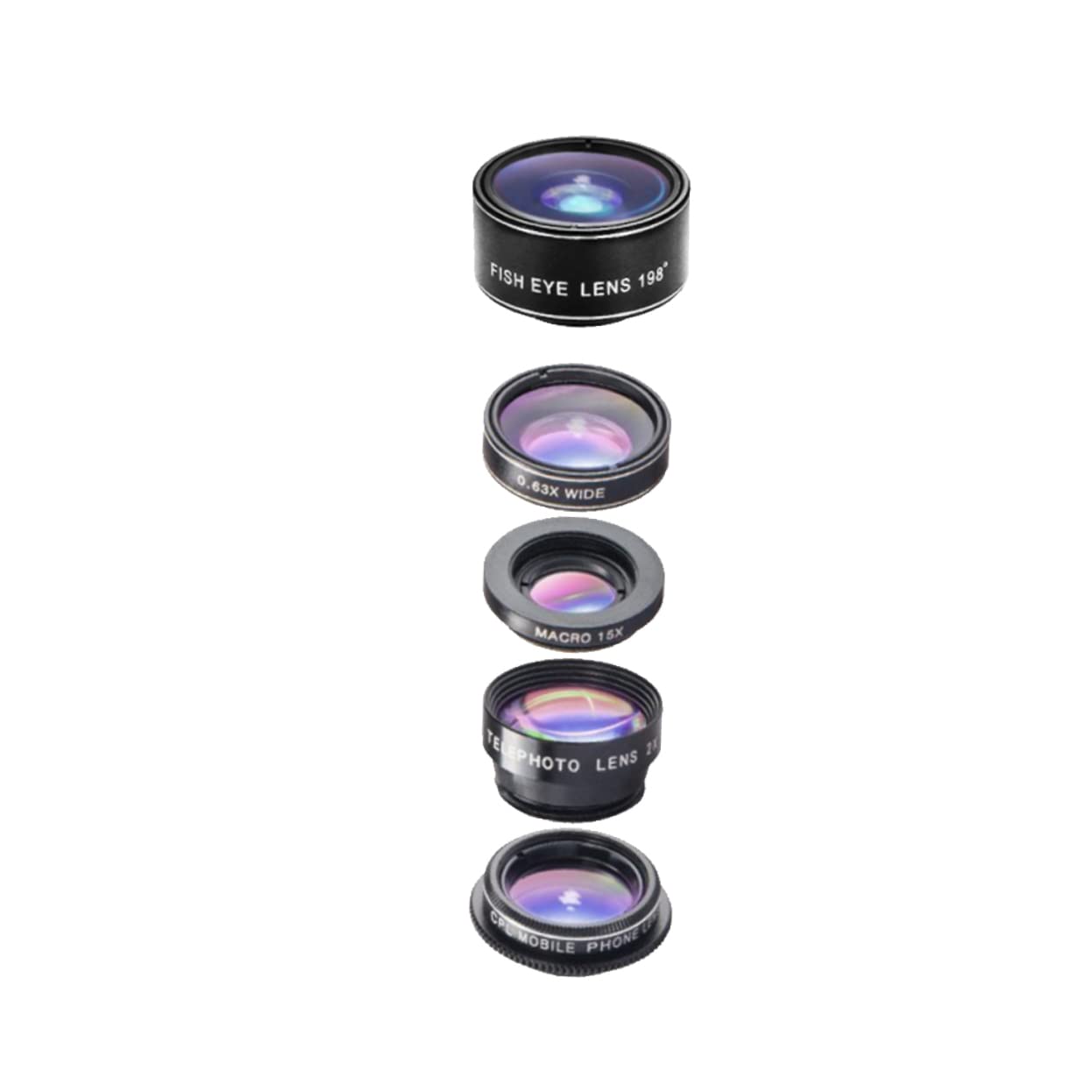 ABOOFAN 3piezas Kit De Lentes para Teléfono Móvil Lentes Ojo De Gran Angular Macro y Teleconvertidor Compatible La Mayoría De Smartphones Fácil Instalación y Alta Definición