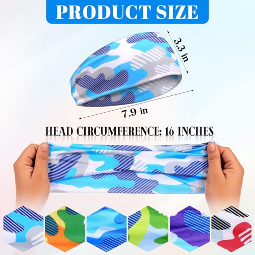 Image of 6Pcs Kids Athletic Sweatbands,Boys Headbands for Sports,Breathable Elastic Headband for Boys and Girls Basketball, Football, Baseball, Running