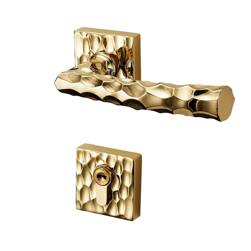 MOBYGKFY Door Lock Silent Bedroom Wooden Universal Hammered Brass Room