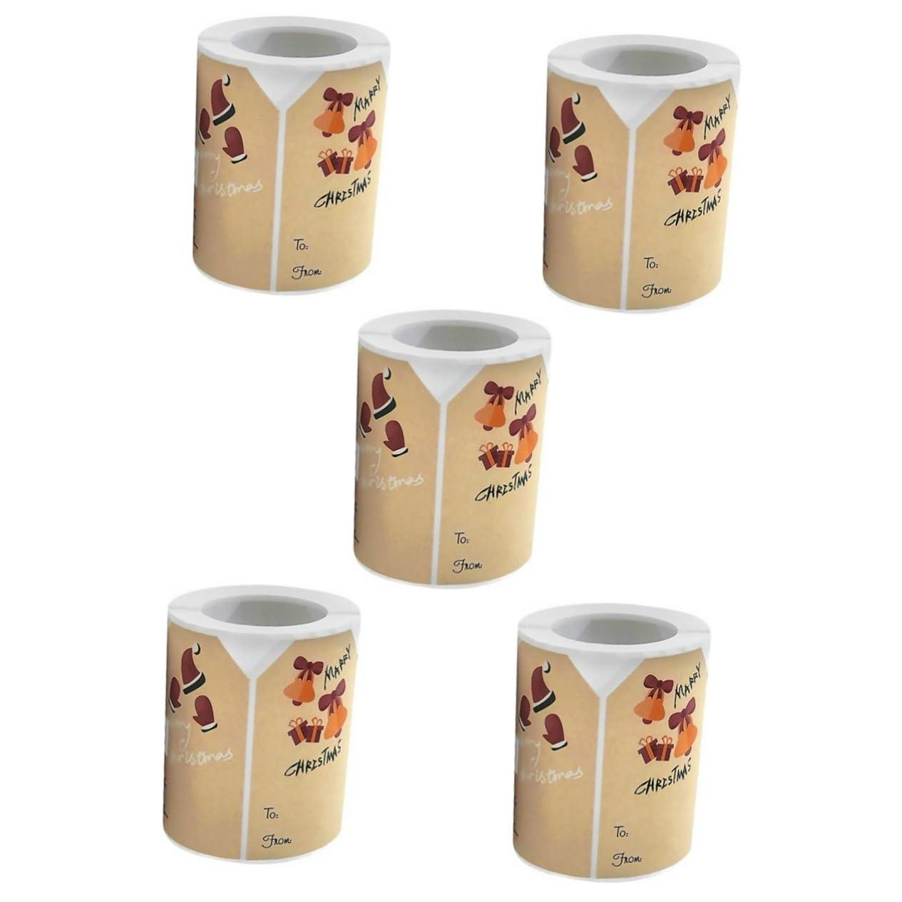 VILLCASE 5 Rouleaux Autocollants De Noël Étiquette Autocollants Étiquettes Nominatives Autocollantes Carrés Ruban Adhésif Autocollant Étiquettes Carrées Papier Kraft