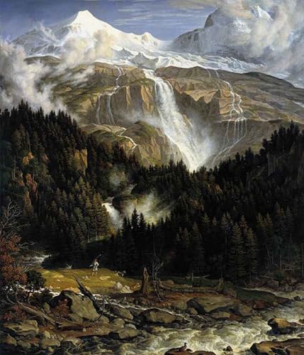 Impression Peinture Huile les chutes de Schmadribach Anton Affiche Toile Décoration 60x90cm