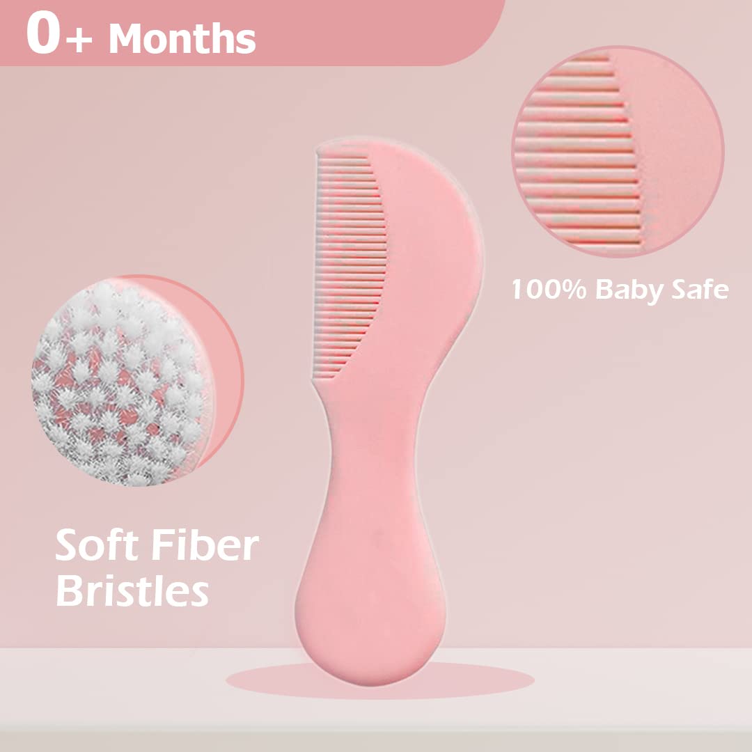 THE LITTLE LOOKERS Grooming Comb & Brush Set for Babies/Infants/Toddlers/Newborns (Pink') 1
