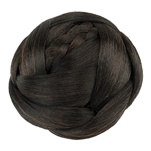 IMISSU Dancer Braided Chignon Hair Cover Donut Hairpieces Scrunchie Hair Bun Wig Updo on Wedding Party (M3 Chocolate Brown) - Image 3