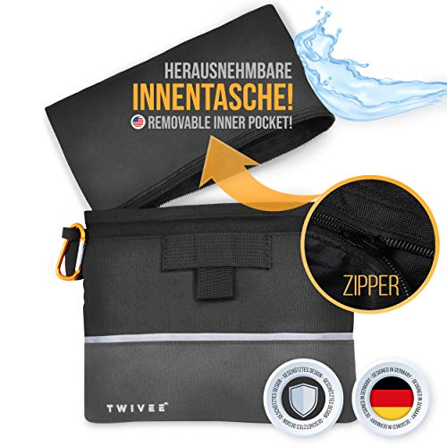 TWIVEE – Leckerlitasche für Hunde – Futterbeutel mit Einhand-Schnappverschluss – herausnehmbare Innentasche – Futtertasche für Hundetraining – inkl. Karabiner