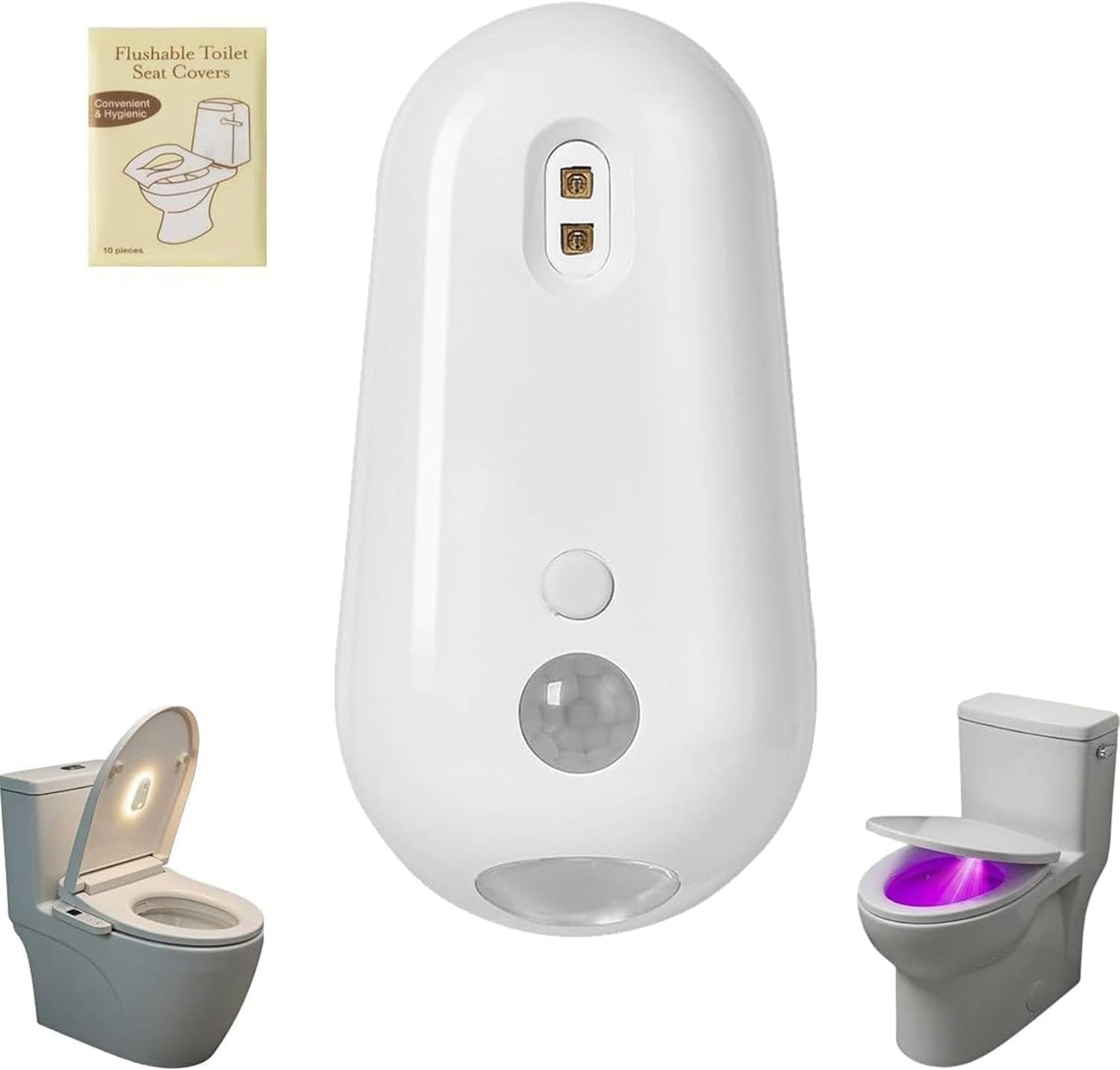 Self Cleaning UV Toilet Sanitizer Device Motion Activated USB Rechargeable IPX5 Waterproof Toilet Bowl Maintenance Light for Bathroom Cabinet Restroom Essential for Elderly White