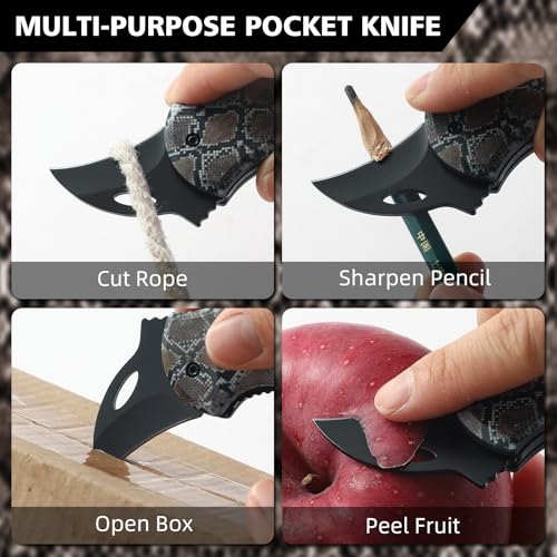 Image of Small Pocket Knife for Women Men,Cool Folding Knife Box Cutter,Folding Utility Knife with 1.38''Sharp Blade,Mini EDC Knives for Everyday Carry,Ideal Gifts for Men(Snakeskin Pattern)