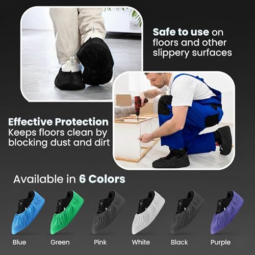 Image of Disposable Shoe Covers | Non-Woven Breathable Anti-Slip Foot Covers with Elastic | Not Waterproof | Indoor Hygiene for Hospital, Clinic, Home Cleaning & Visitors Use | Free Size