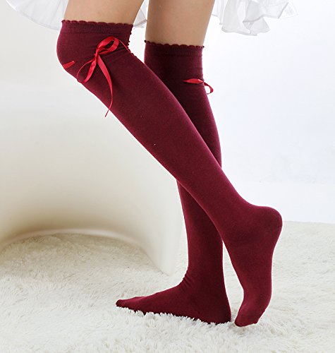 Women's Thigh High Socks Lolita Gothic Over Knee High Stocking Lace Up Thigh Stockings Girl Uniform Dress Long Socks PTK022
