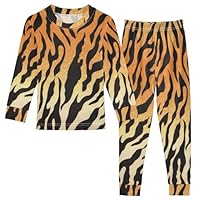 YOUJUNER Kids Pyjamas Set Animal Tiger Leopard Print Cotton Sleepwear Loungewear Set Nightwear Long Sleeve Home Pjs Outfits for Unisex Girls Boys Multicolor
